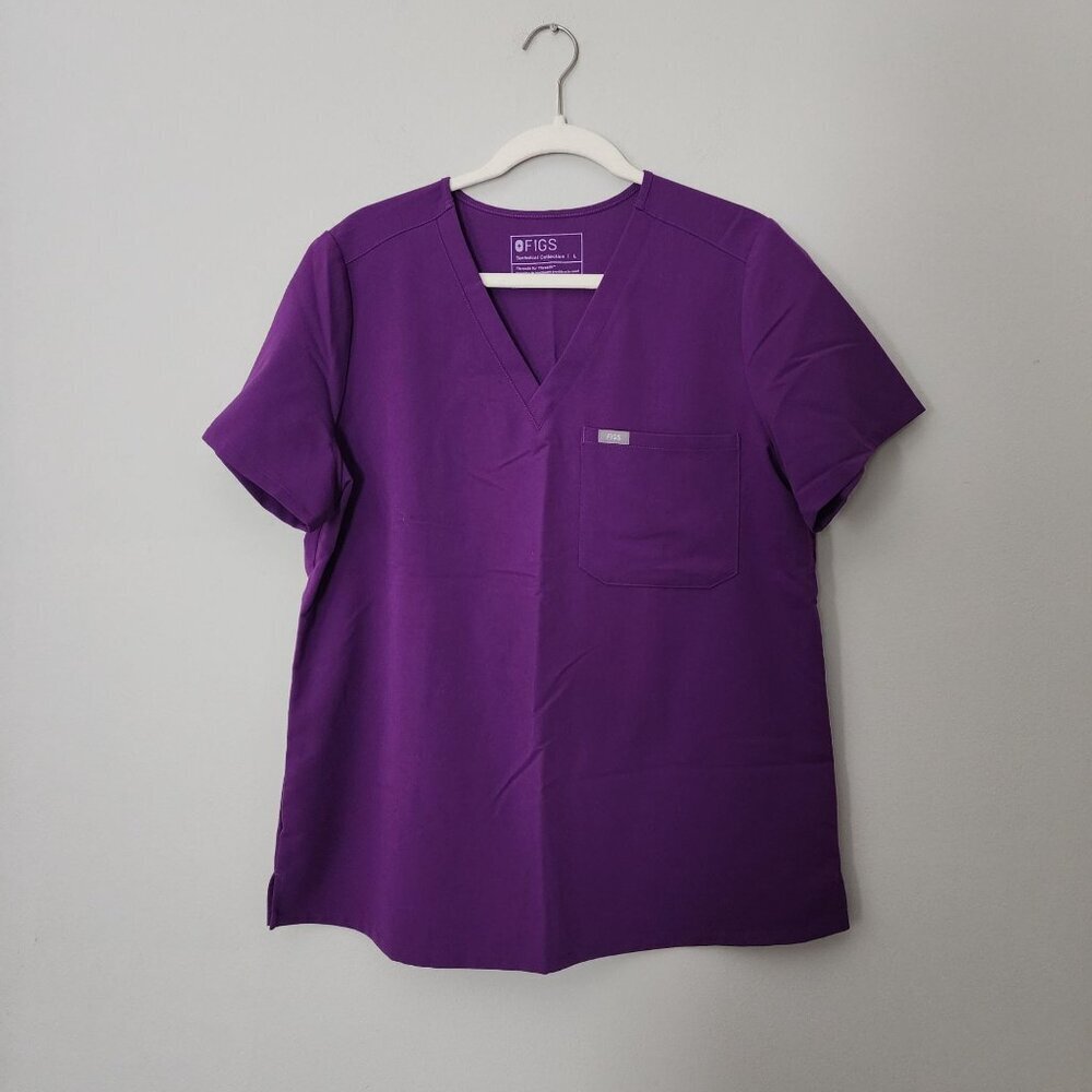 FIGS Women's Sz L Catarina One Pocket Scrub Top Magic Purple Uniform